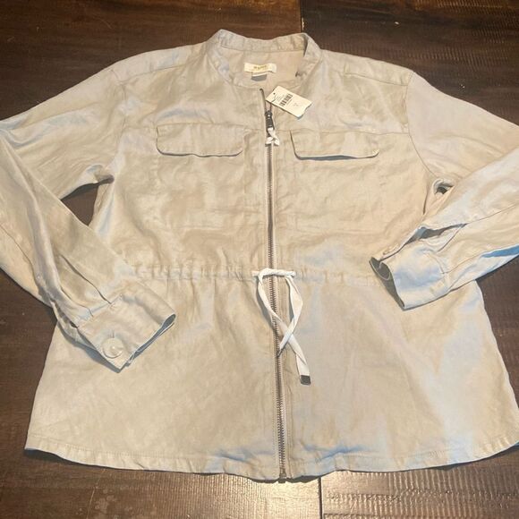 ANTHROPOLOGIE MAEVE Linen-Blend Full Zip Lightweight Jacket Utility Sz Small - Picture 1 of 11